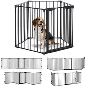 Barriera per Cani 5 Pannelli Pieghevole 300 cm ¨C Zephmum ¨C Nero