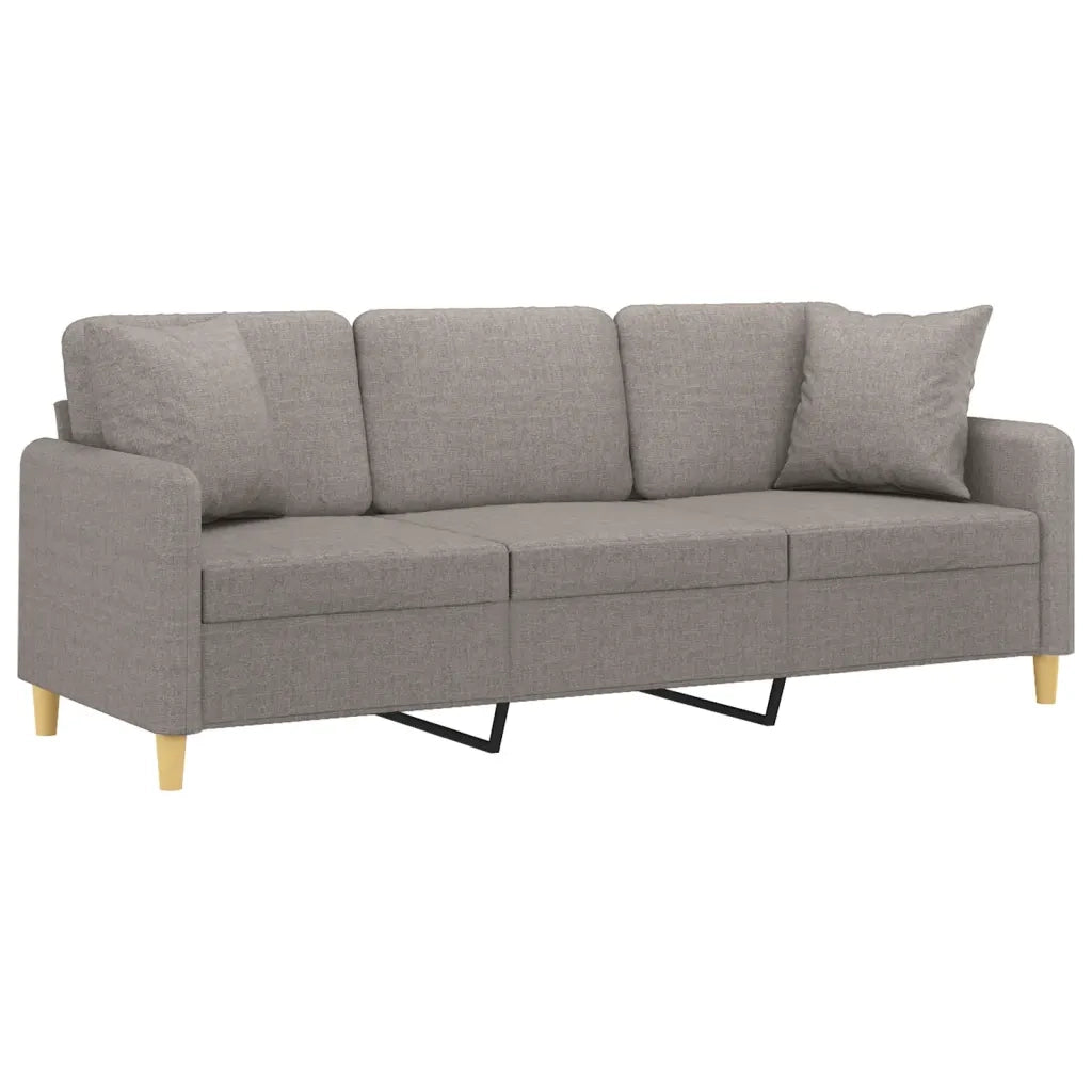 Divano a 3 Posti con Cuscini-Sofa 3 Posti con Cuscini Tortora 180 cm in Tessuto 563767