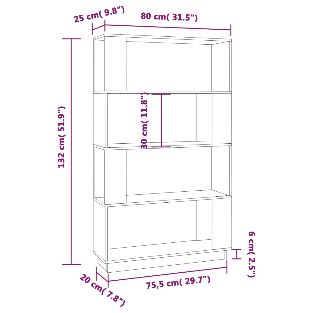 Libreria/Divisorio 80x25x132 cm in Legno Massello di Pino 814059