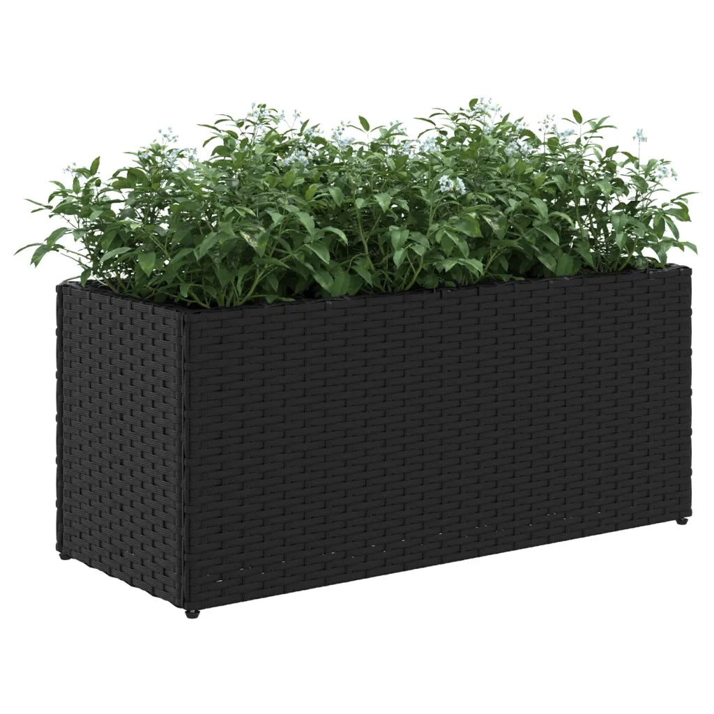 Fioriera da Giardino con 2 Vasi Nera 72x30x32 cm in Polyrattan