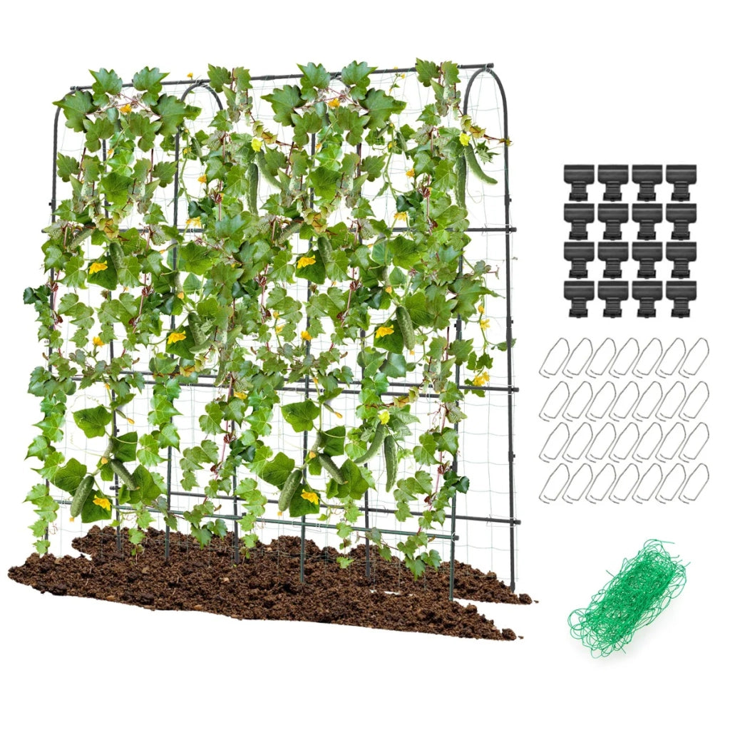 Traliccio da giardino ad arco a forma di U 179 x 32-65 x 180 cm maggiore stabilità e robusto supporto in metallo nero 20_0014526