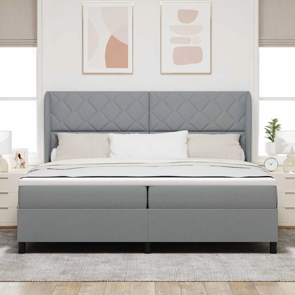 Letto a molle con materasso Grigio chiaro 200 x 200 cm Tessuto 3340648