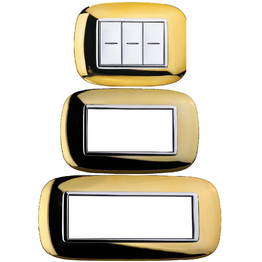 Trade Shop - Placca Oval 3 4 6 Moduli Colore Oro Lucido Compatibile Bticino Axolute -
