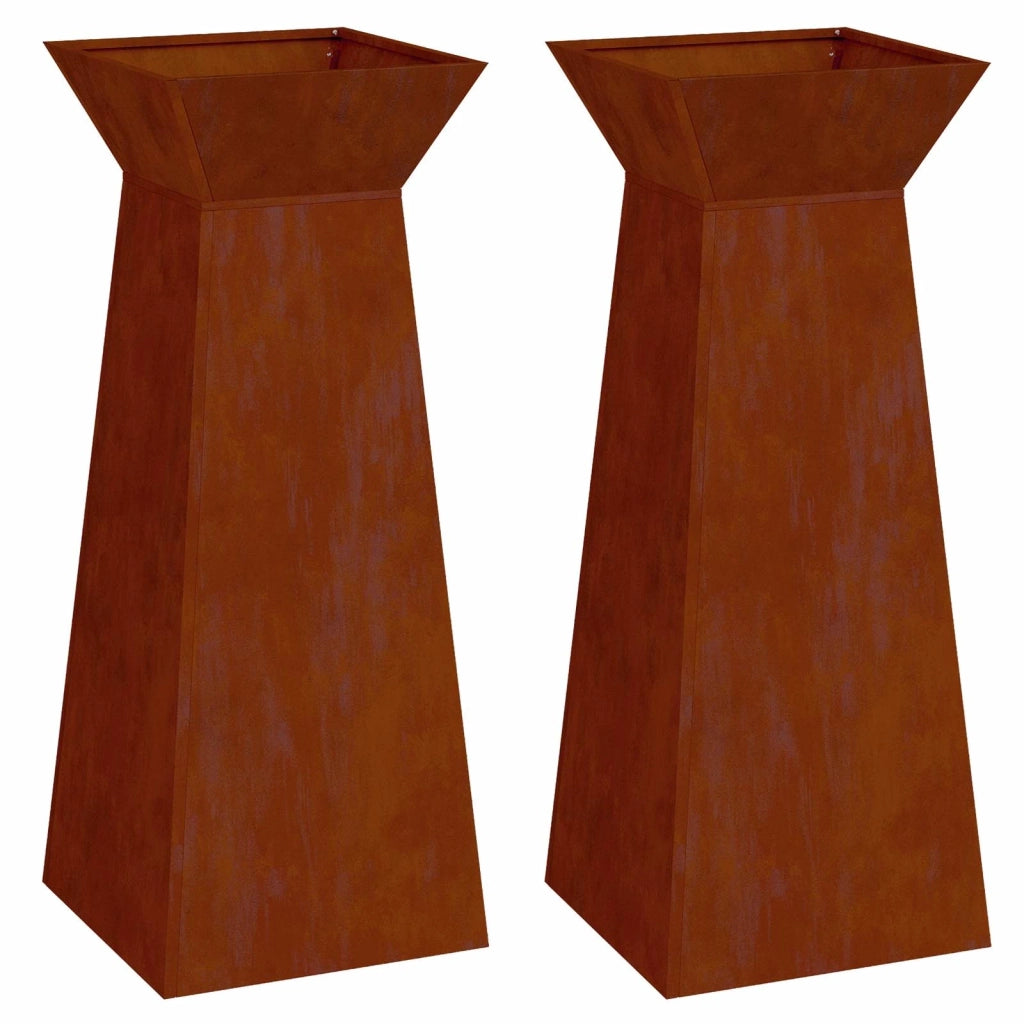 2 pz Fioriere | Cassetta per fiori | Vaso a Pilastro Argento 40 x 40 x 100 cm