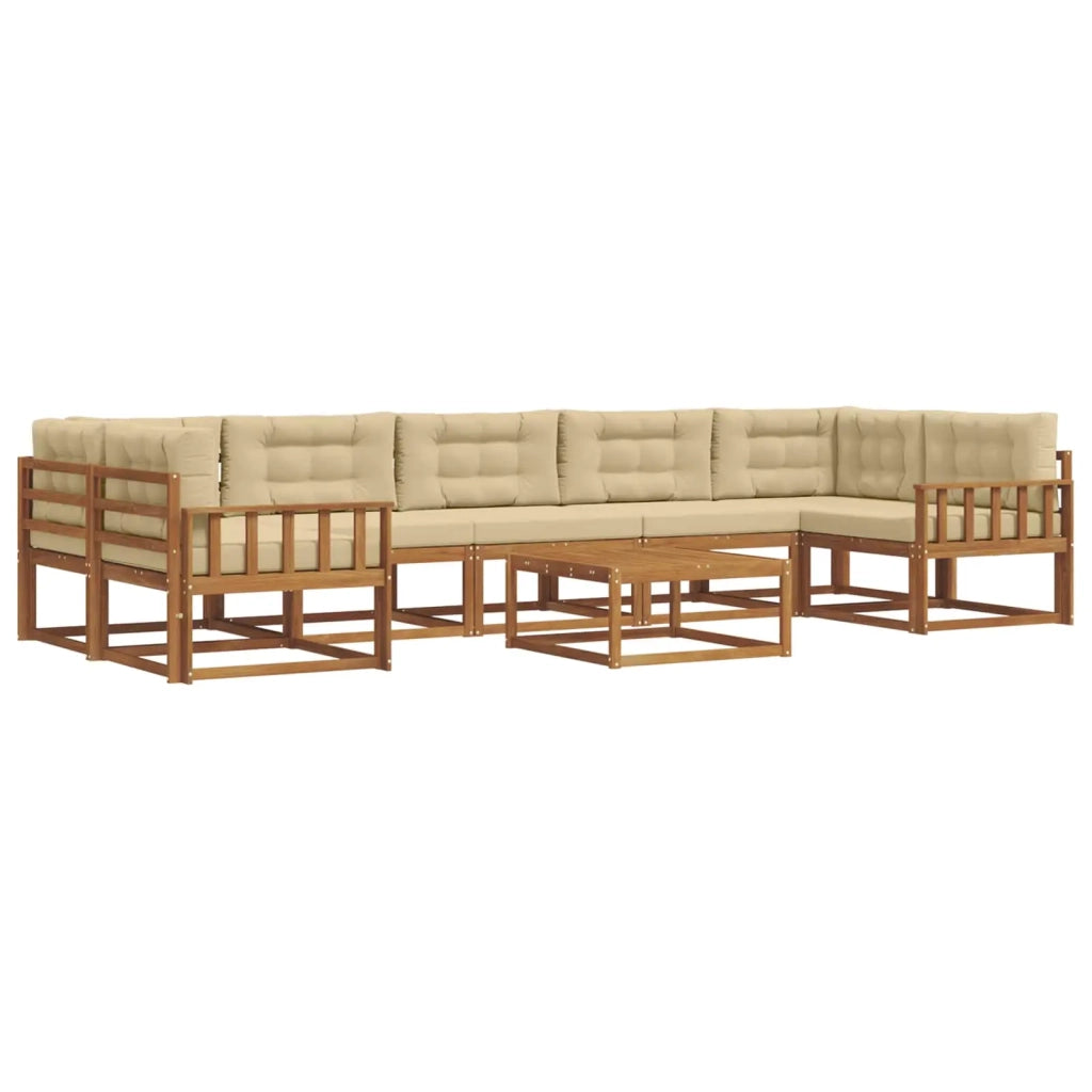 Set di divani da esterno con cuscino 8 pcs Naturale e Beige 3367331