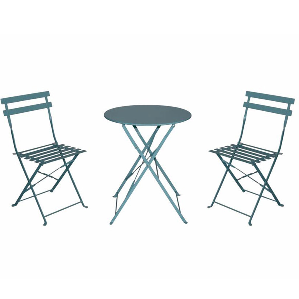 Marvin Set BISTROT Tavolo e Sedie Pieghevoli Tondo 60cm Da Giardino Balcone Terrazzo Patio Salvaspazio Verde Acqua