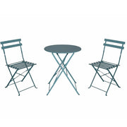 Marvin Set BISTROT Tavolo e Sedie Pieghevoli Tondo 60cm Da Giardino Balcone Terrazzo Patio Salvaspazio Verde Acqua