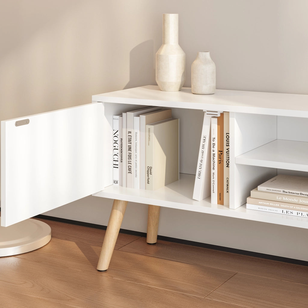 Mobile Porta TV Eskilstuna a 2 Ante e Ripiani 120 x 30 x 47 cm - Bianco [en.casa]
