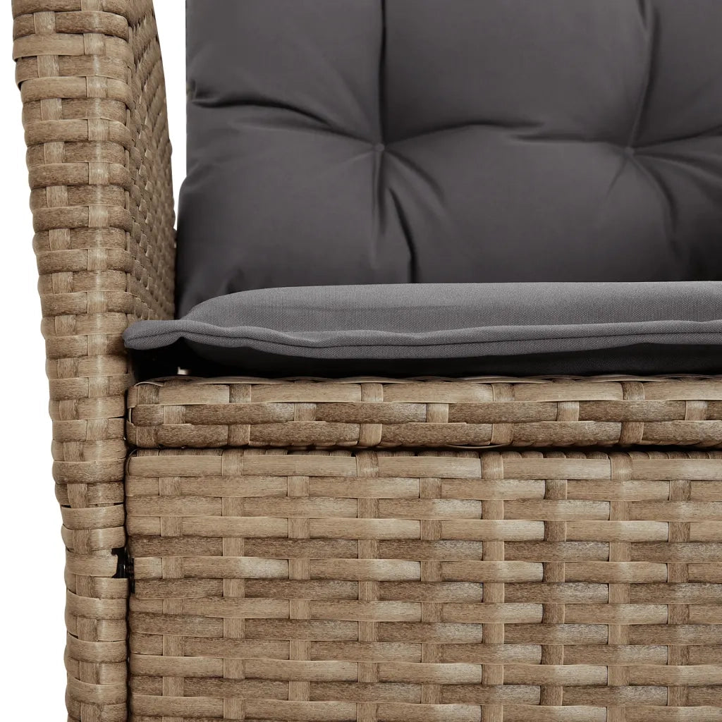 Set da Pranzo da Giardino 9 pz con Cuscini Beige in Polyrattan