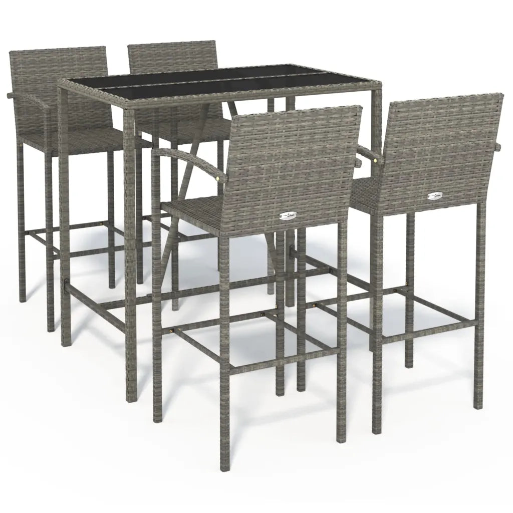 Set da Bar da Giardino 5 pz Grigio in Polyrattan 3187655