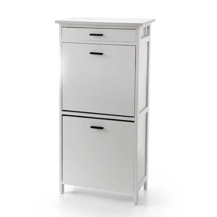 SCARPIERA IN LEGNO CON CASSETTI COLORE BIANCO E PIANO 45X28X98H CM