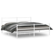 Letto matrimoniale | Letto per adulti | Giroletto con Testiera e Pediera Metallo Bianco 193x203 cm