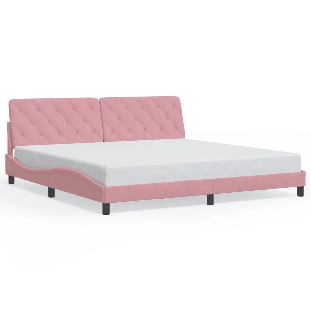 Giroletto con LED senza Materasso-Struttura Letto Rosa 200x200 cm in Velluto