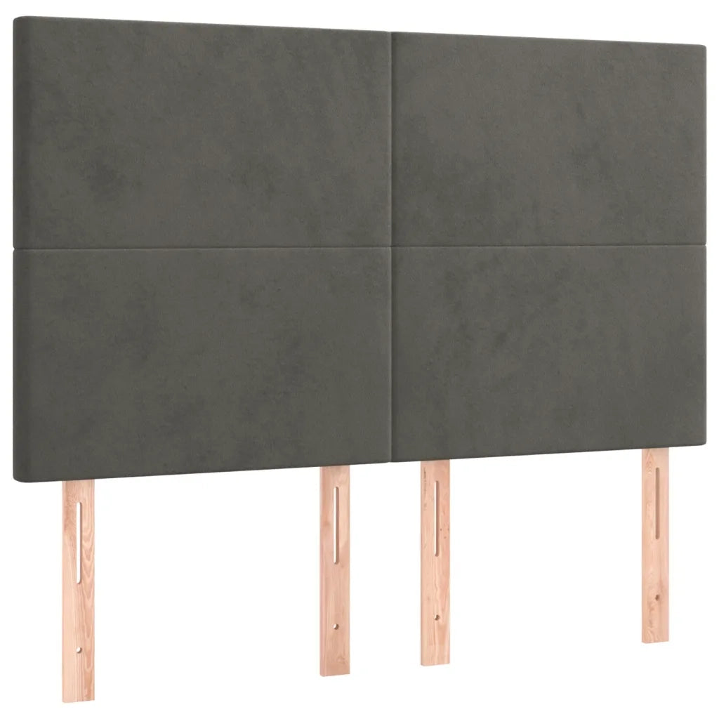 Giroletto a Molle con Materasso Grigio Scuro 140x200 cm Velluto