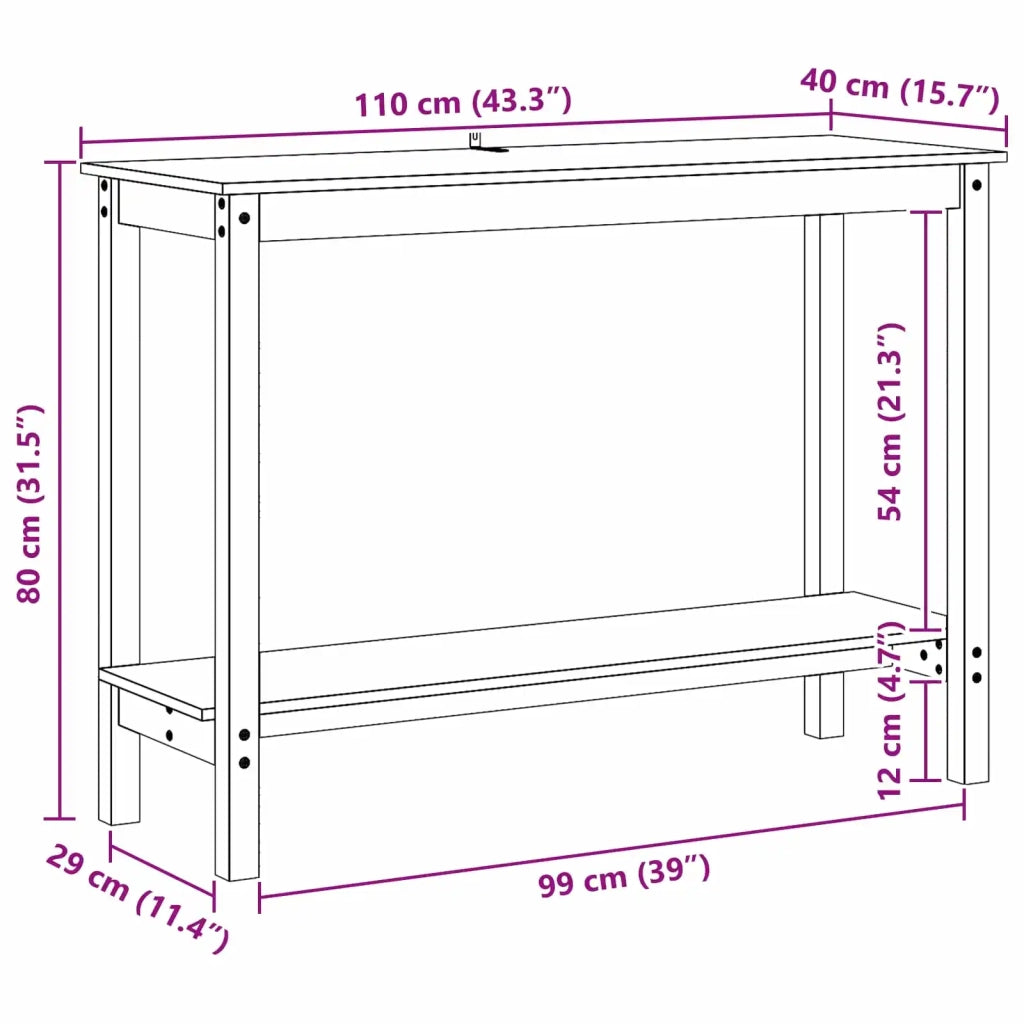 Tavolo consolle con lo scaffale Marrone Cera 110 x 40 x 80 cm 858235