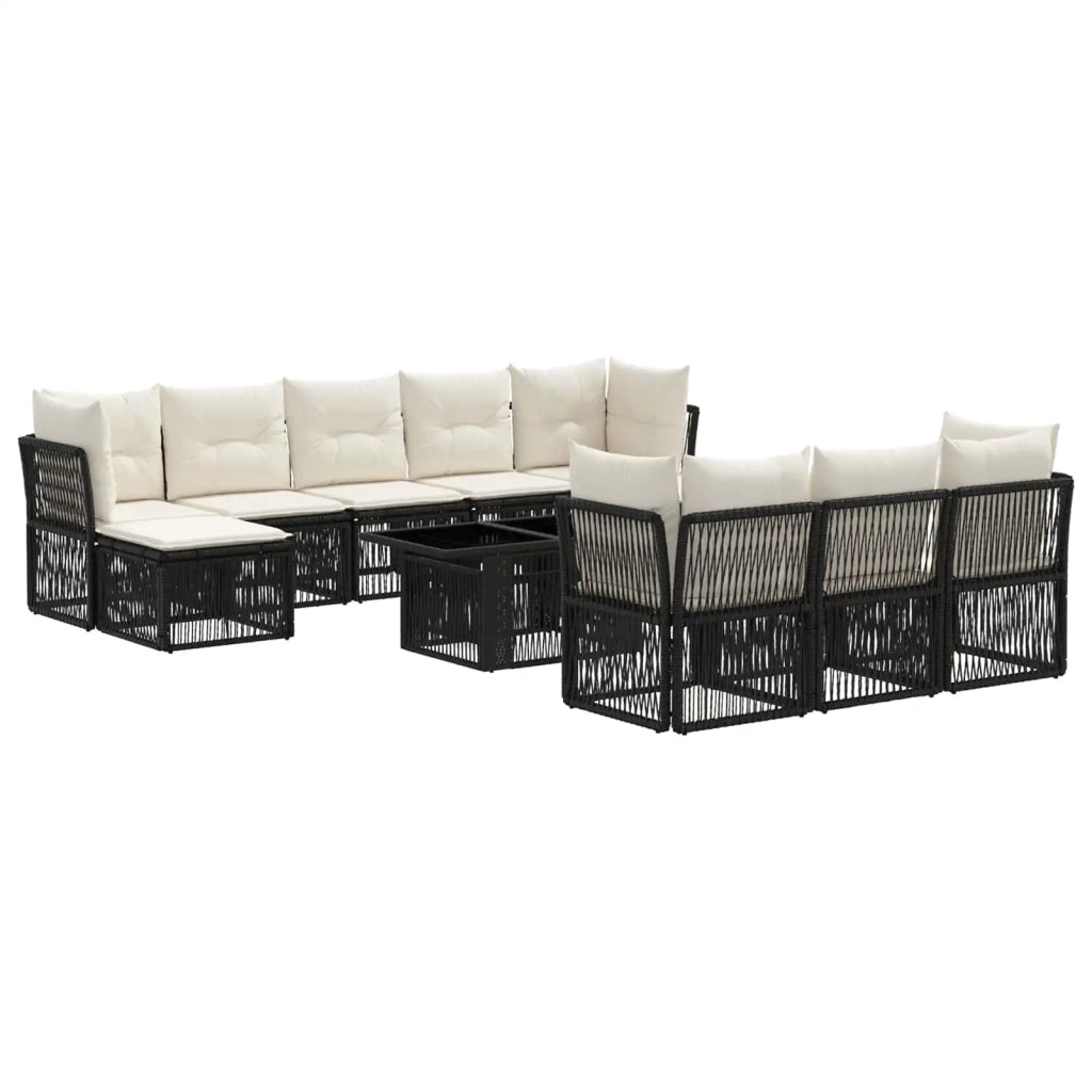 Set Divano da Giardino 11 pz Nero polyrattan 3436537