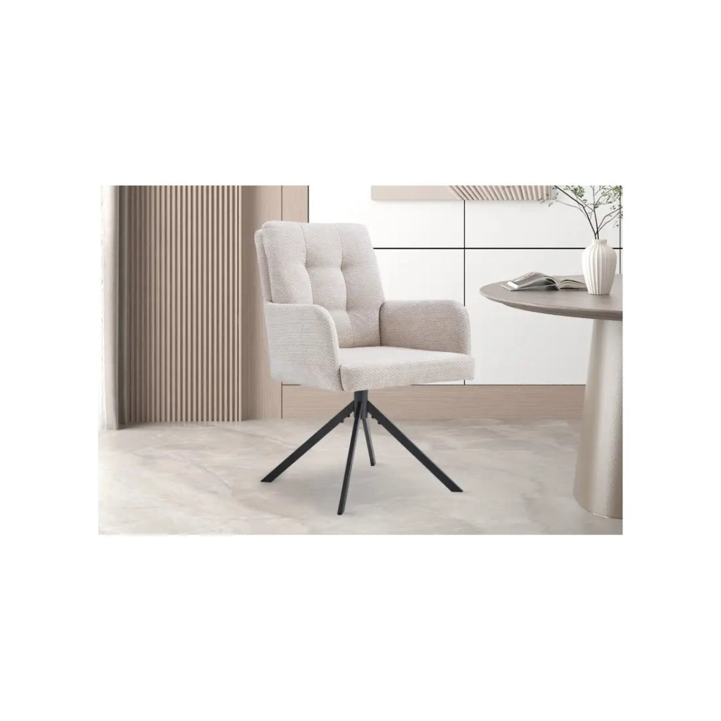Sedia girevole PLUMO - Tessuto beige - L50 x H85 x P62 cm