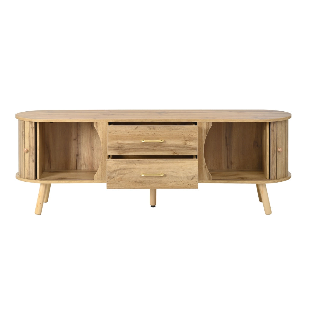 Mobile TV con 2 Ante Scorrevoli e 2 Cassetti ¨C MINIMAL ¨C Legno MDF Massello Moderno