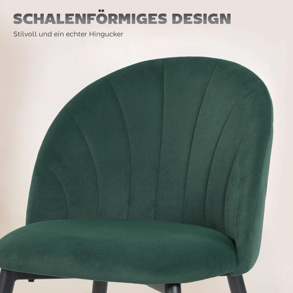 Sedia da pranzo imbottita con schienale curvo ¨C zephmum ¨C set di 2 pezzi, velluto, verde scuro