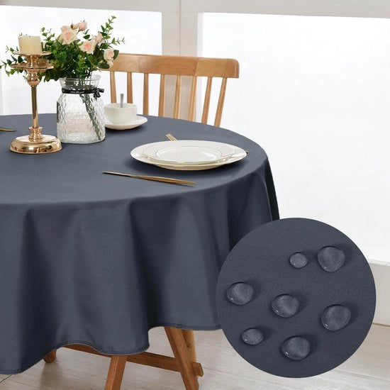 Tavolo con Copertura Ronda 120cm, Impronta Resistente, Lavabile, Copertura per Tavolo Acquastatica per Sala da Pranzo, Giardino, Festa, Matrimoni o Abitazione