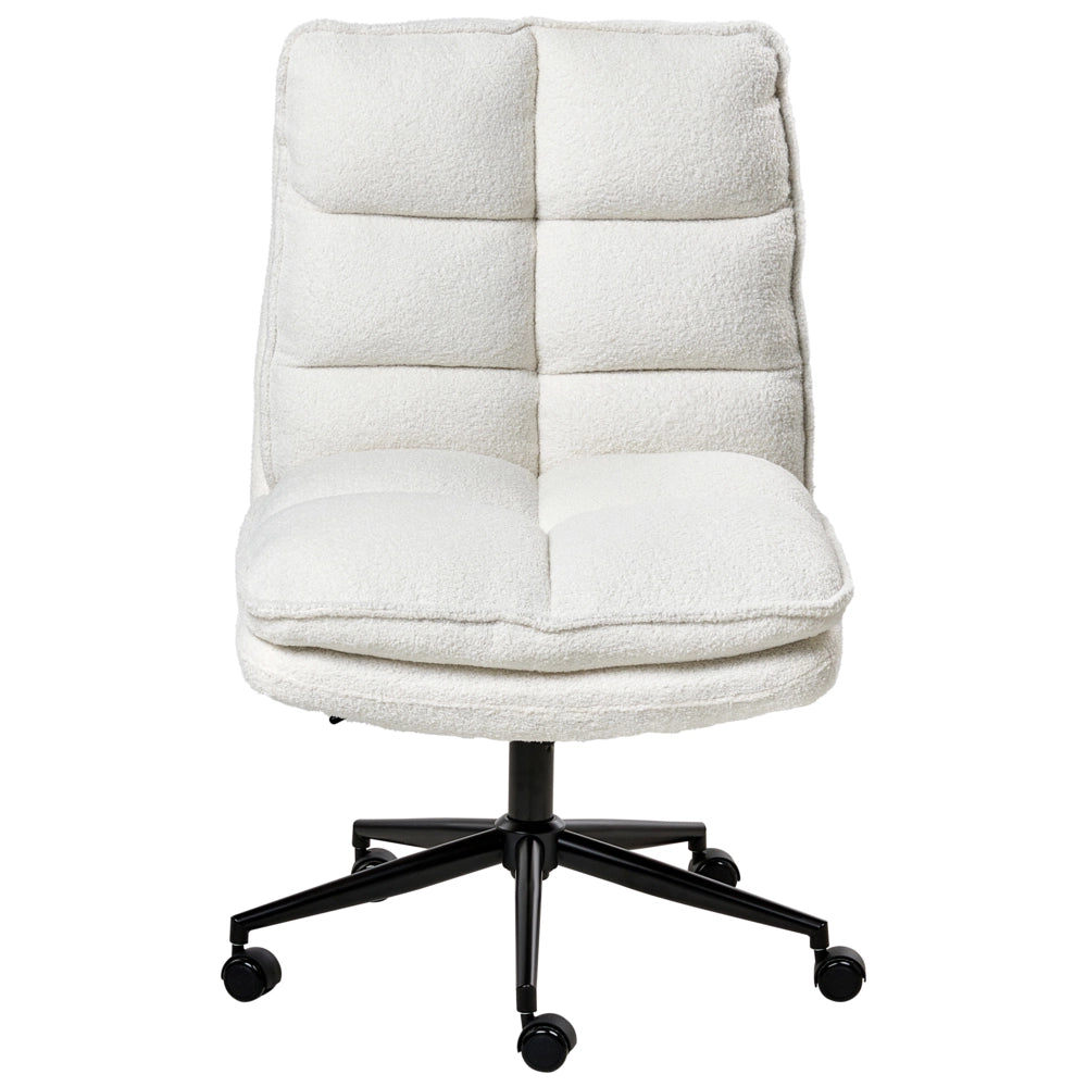 Sedia da scrivania per ufficio Rivestimento in Boucle  bianco Regolazione dell'altezza del sedile Imbottitura girevole reclinabile