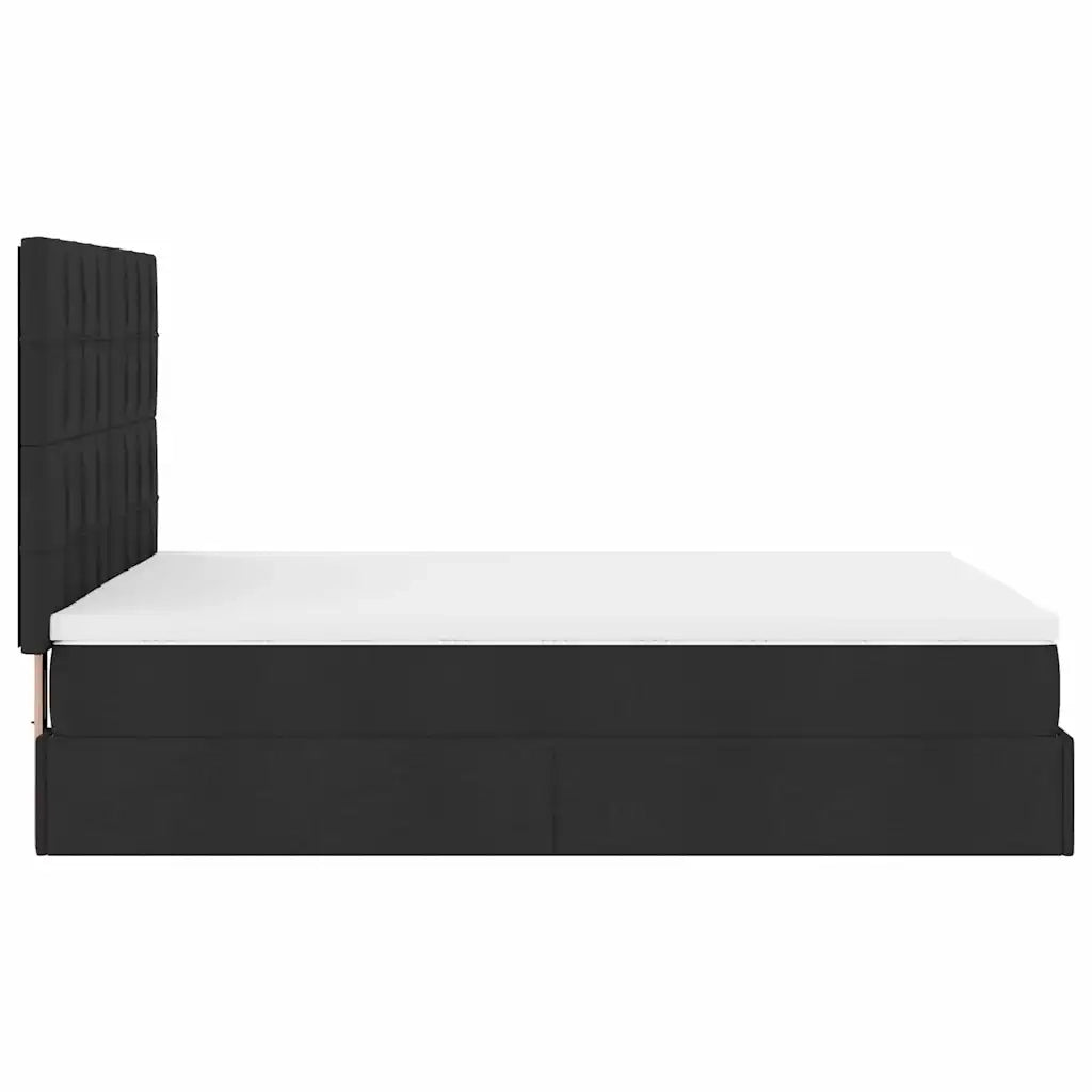Struttura Letto Pouf con Materasso Nero 140x200 cm in Tessuto 3313163