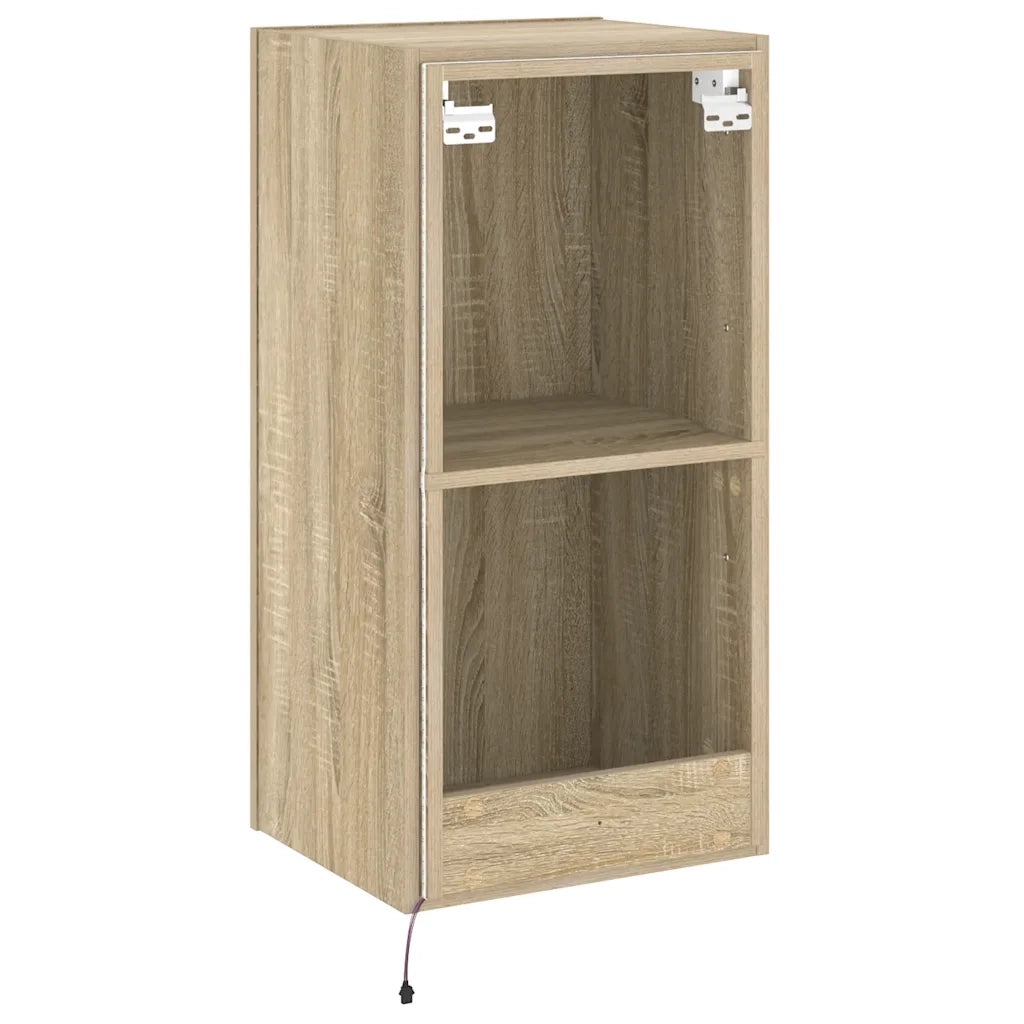 Mobile TV a Parete con Luci LED Rovere Sonoma 40,5x35x80 cm 837262