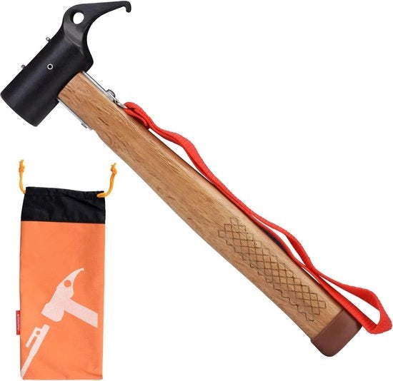 Mangiafuni multifunzionale in gomma per l'esterno - martello per tenda con strumento per allentare le viti - 31 cm