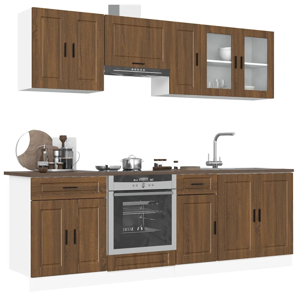 Set Mobili da Cucina 8 pz Kalmar Rovere Marrone in Truciolato 3314848