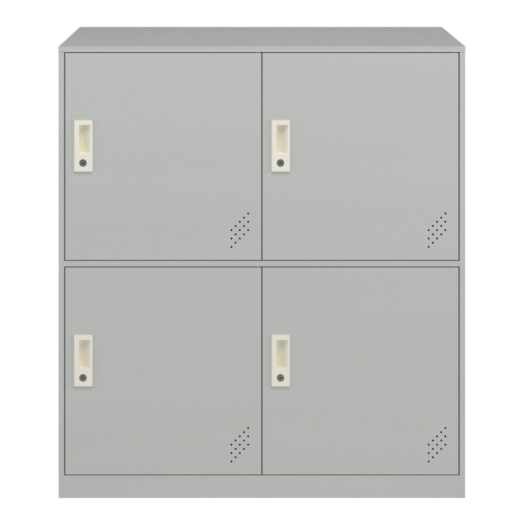 Armadio Casellario Rautavaara in Acciaio 4 Ante con Serratura 100 x 90 x 40 cm Grigio Pallido [en.casa]