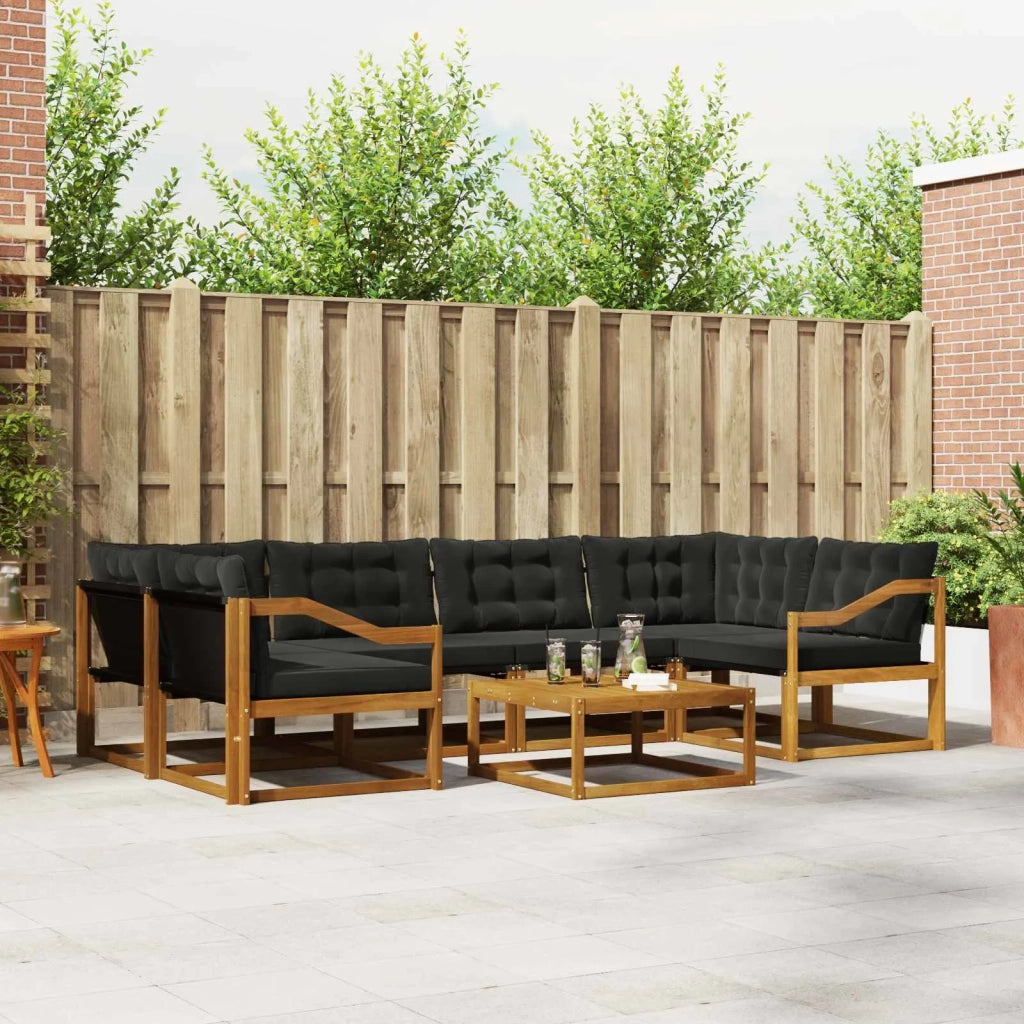 Set di divani da esterno con cuscino 7 pcs Naturale e Nero 3369251