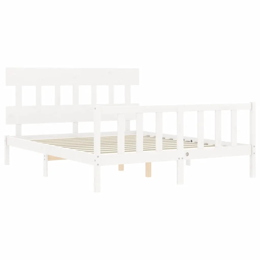 Giroletto senza Materasso-Struttura Letto Bianco 160x200 cm Legno Massello Pino 614843