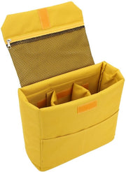 Borsa di Supporto per Fotocamera SLR in Nylon con Divisori e Accessori per Lenti (L- Giallo)