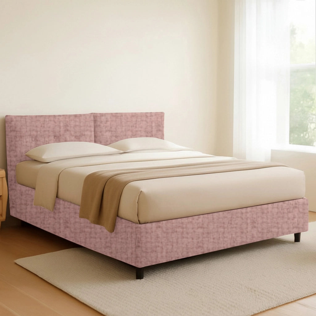 Bath, Letto Matrimoniale Sfoderabile Made in Italy, Rosa