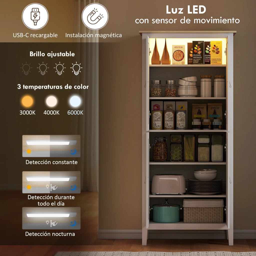Armadio da Cucina con Luci LED a Sensore di Movimento ¨C zephmum ¨C Bianco