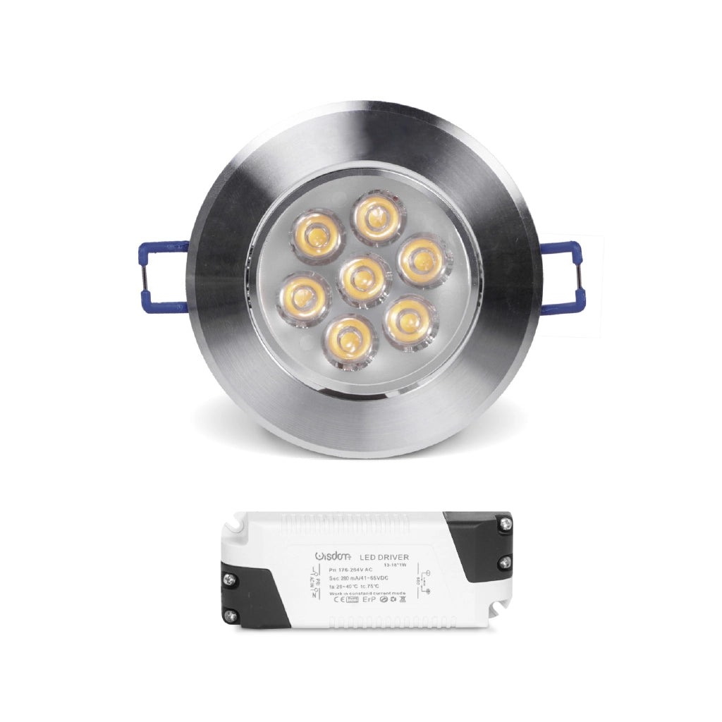 Faretto da incasso orientabile con vetro trasparente 7w 3000K luce calda