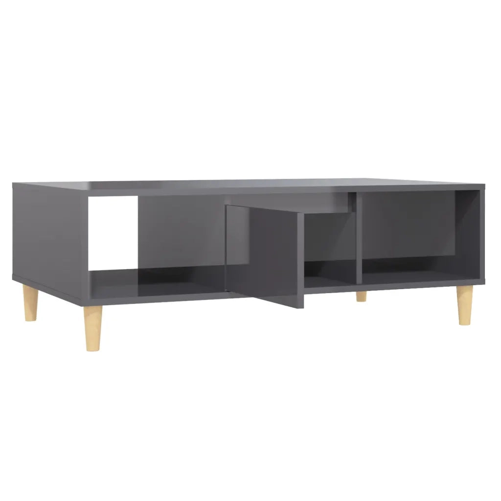Tavolino Salotto Grigio Lucido 103,5x60x35cm Legno Multistrato 806021