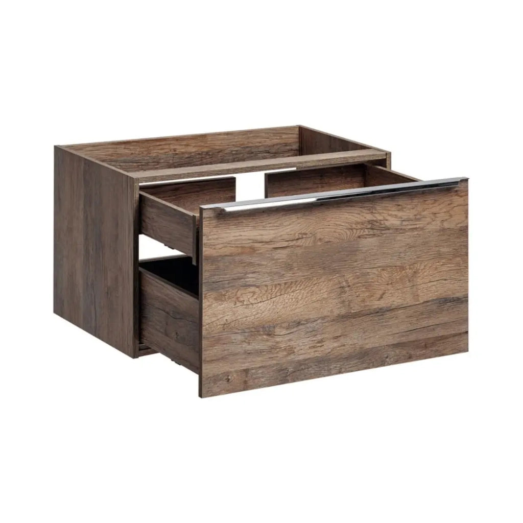 Mobile sottolavabo VANTA in rovere scuro 80 cm – Modulo sospeso con cassetti