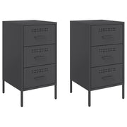 Set di 2 Comodini | Armadio da Notte | Mobiletto da notte Neri 36x39x68 cm in Acciaio