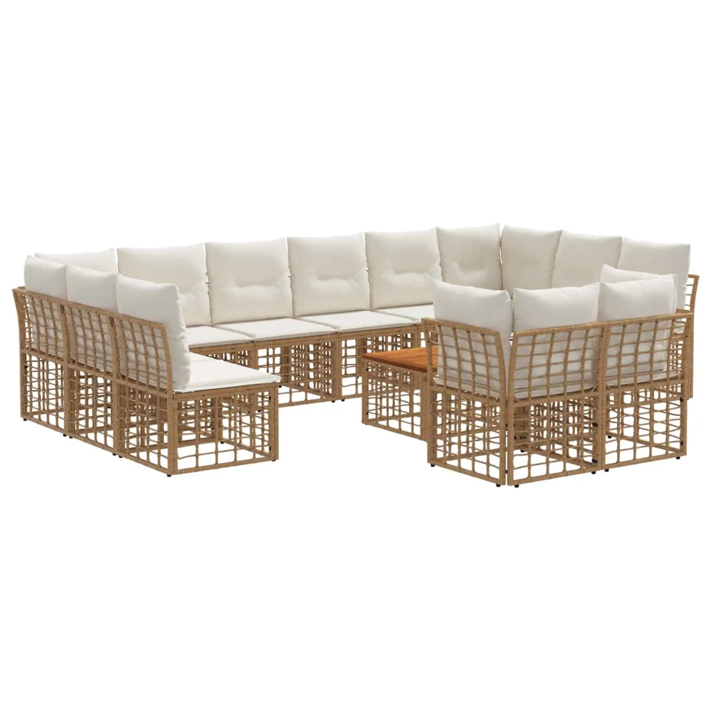 Set di divani da esterno 13 pcs Naturale e Bianco Crema