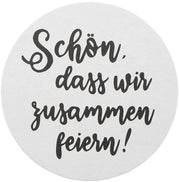 Vasetti di velt per birra in cartone veltato, "Leuk dat we samen vieren/Leuk dat je er bent", ideali per feste, partite e eventi, Ø 10,7 cm, 100 pezzi