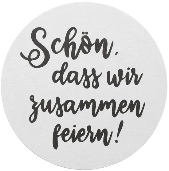 Vasetti di velt per birra in cartone veltato, "Leuk dat we samen vieren/Leuk dat je er bent", ideali per feste, partite e eventi, Ø 10,7 cm, 100 pezzi
