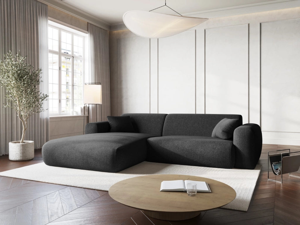 Cosmopolitan Design - Divano angolare sinistro "Nolio" 4 posti in ciniglia nero 