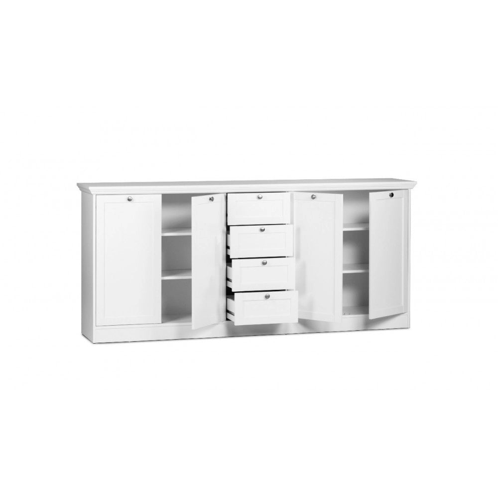 Credenza Landwood 52 colore bianco 4 ante e 4 cassetti