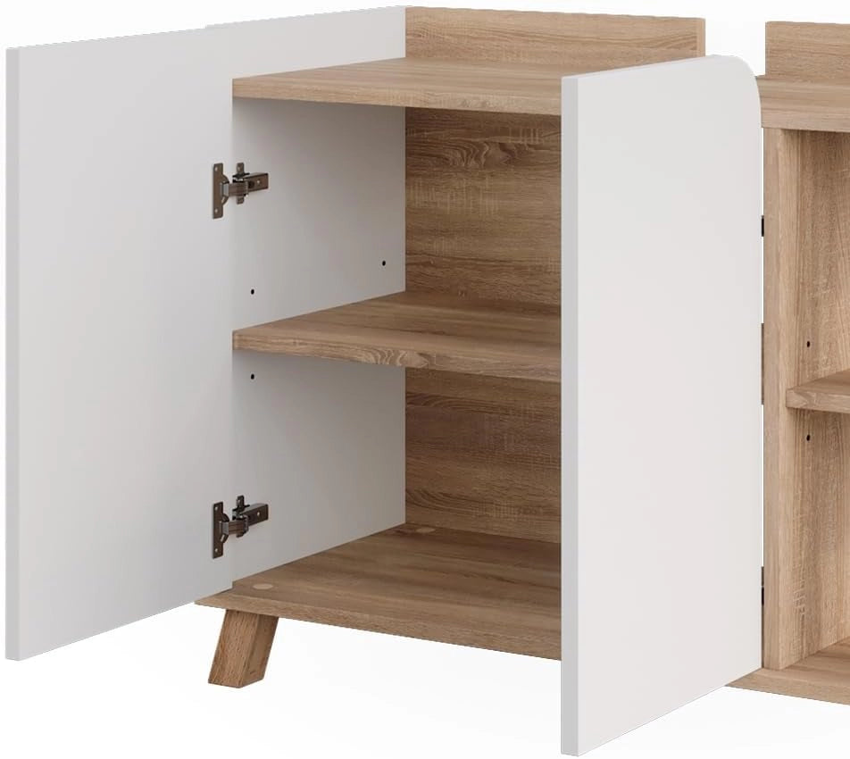 Mobiletto per lavabo Karen, Sonoma/Bianco, 80 x 65 cm con 2 porte, per una conservazione salvaspazio sotto il lavandino