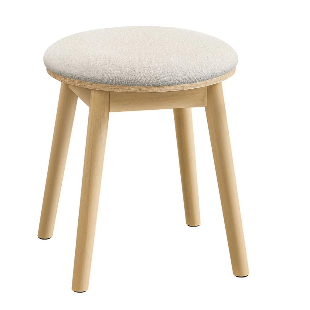 Sgabello da toeletta poltrona da toeletta rotonda con piedini antiscivolo stile bohémien per camera da letto bianco/crema 12_0006049