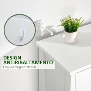 Mobile Cassettiera con 5 Cassetti Colorati Comò Alto e Salvaspazio in MDF Multicolore Blu