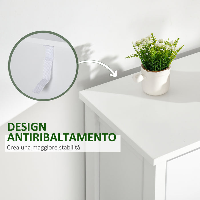 Mobile Cassettiera con 5 Cassetti Colorati Comò Alto e Salvaspazio in MDF Multicolore Blu