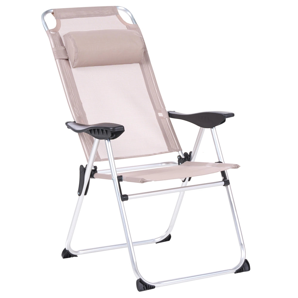 Set di 2 sedie pieghevoli da giardino con schienale regolabile Resistenti alla ruggine Moderna struttura in alluminio anodizzato opaco beige