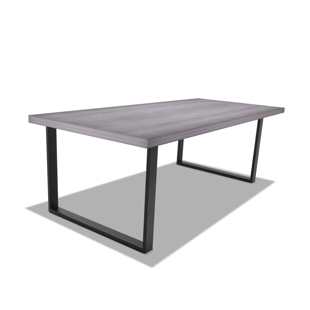Tavolo da pranzo in legno e metallo con piedi quadrati neri - 220x100 cm